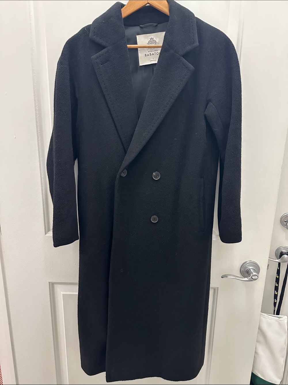 Aritzia The Slouch Babaton Black Double-Breasted Wool Pea Coat